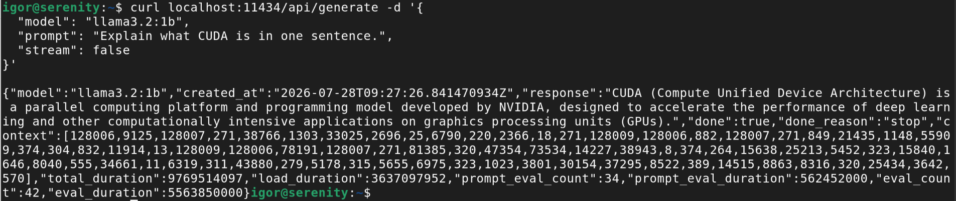 Using Ollama REST API with curl