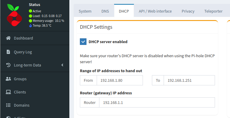 Enabling DHCP