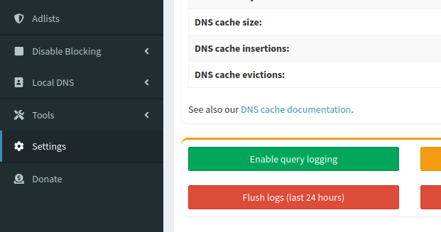 Disabling query log