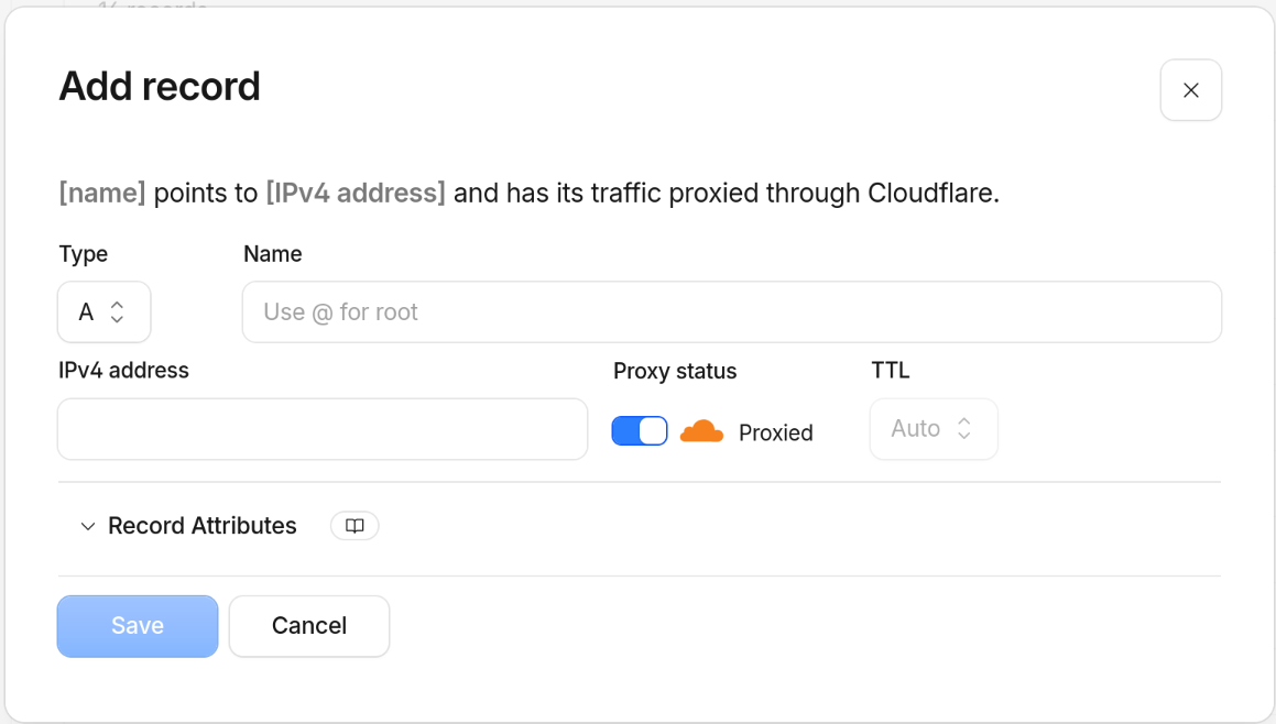 Adding a DNS record