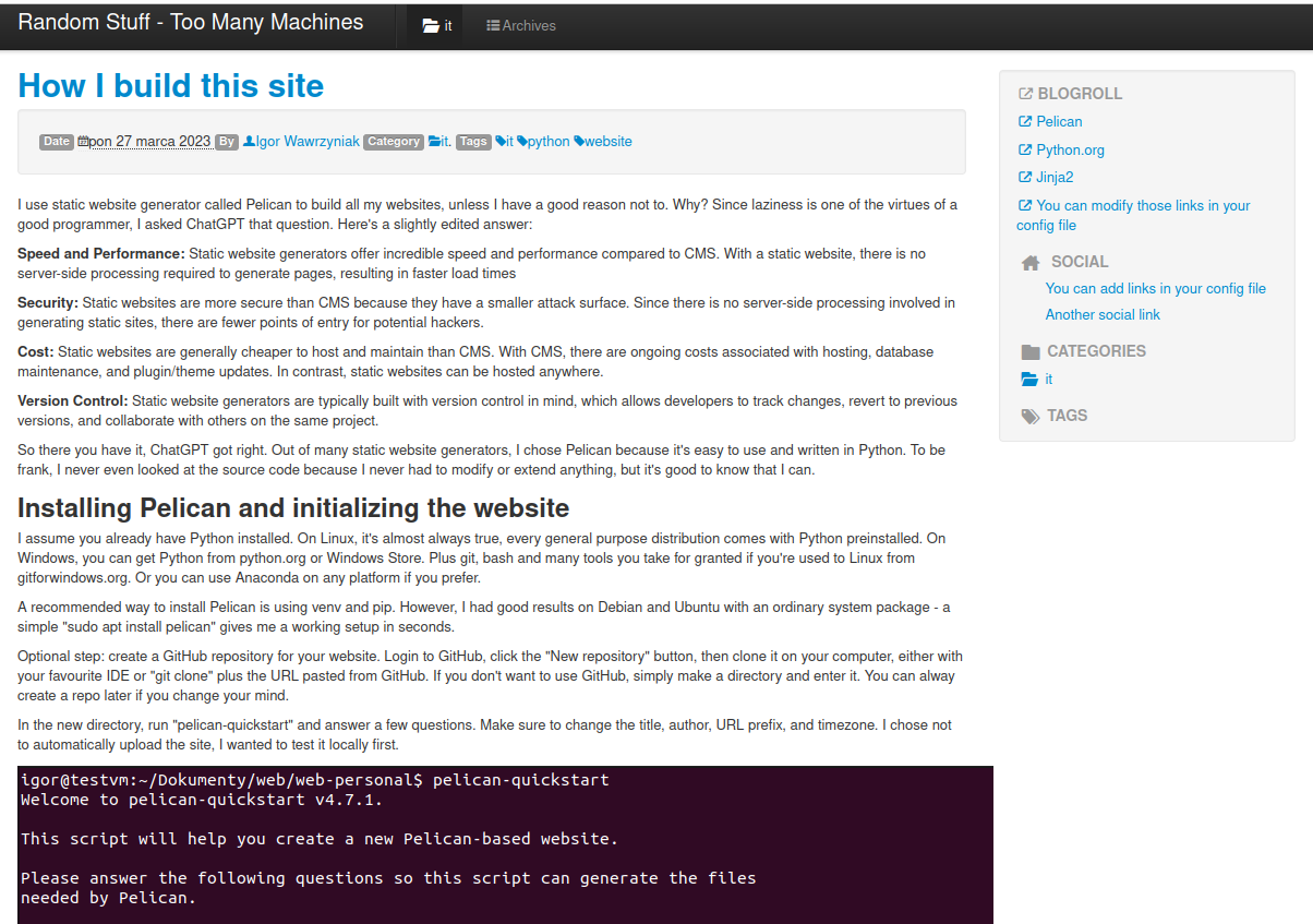 Pelican site preview